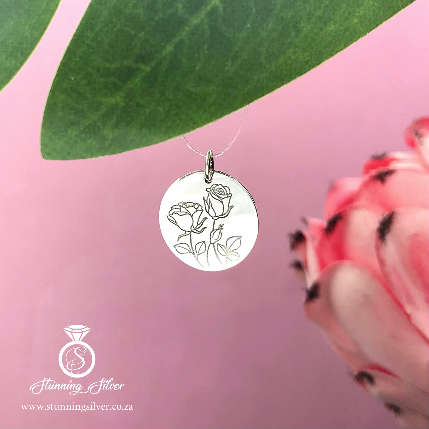 June Birth Flower - Rose Pendant