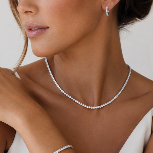 White Moissanite Tennis Necklace