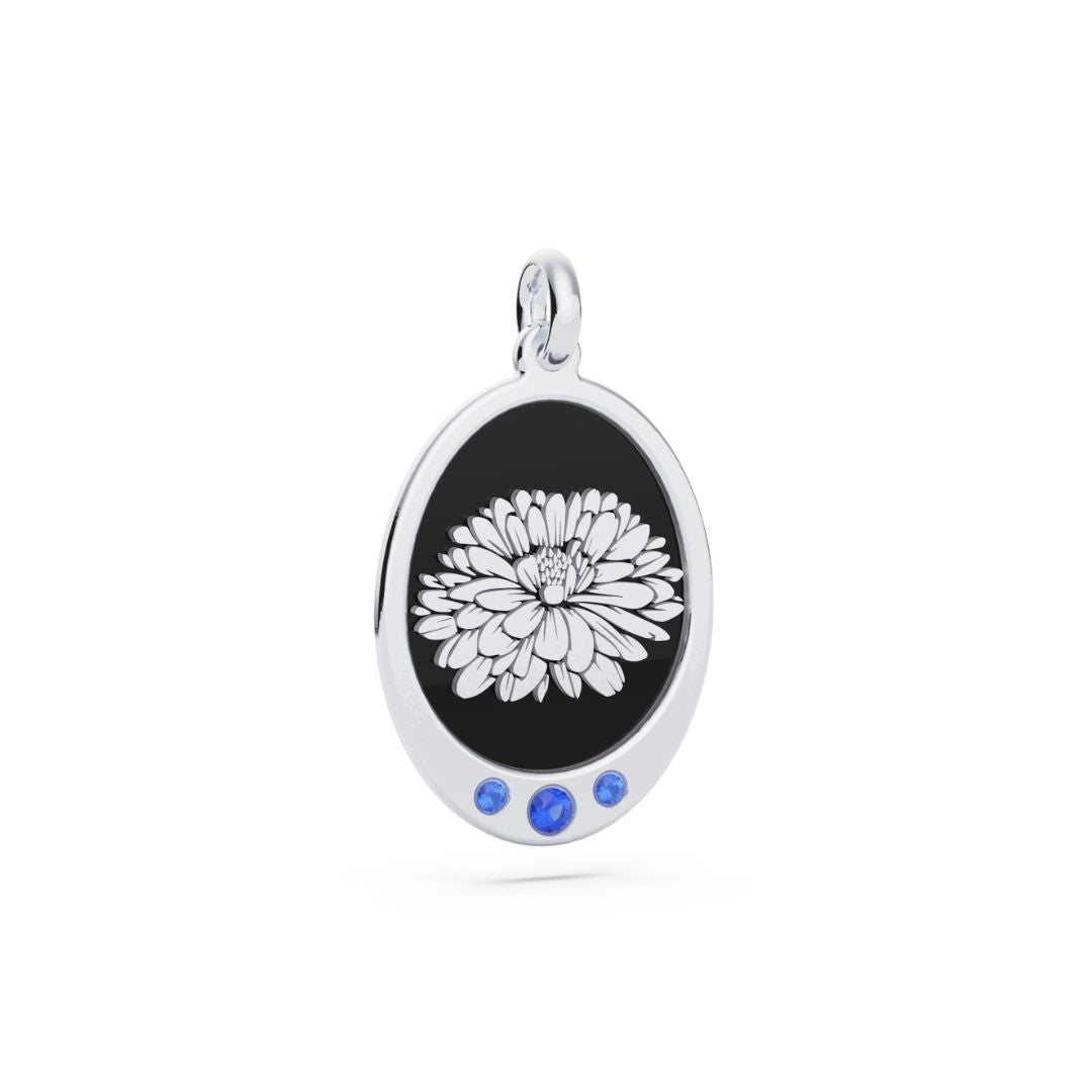 Oval Birth Flower Necklace with Birthstones