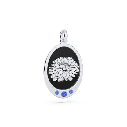Oval Birth Flower Necklace with Birthstones