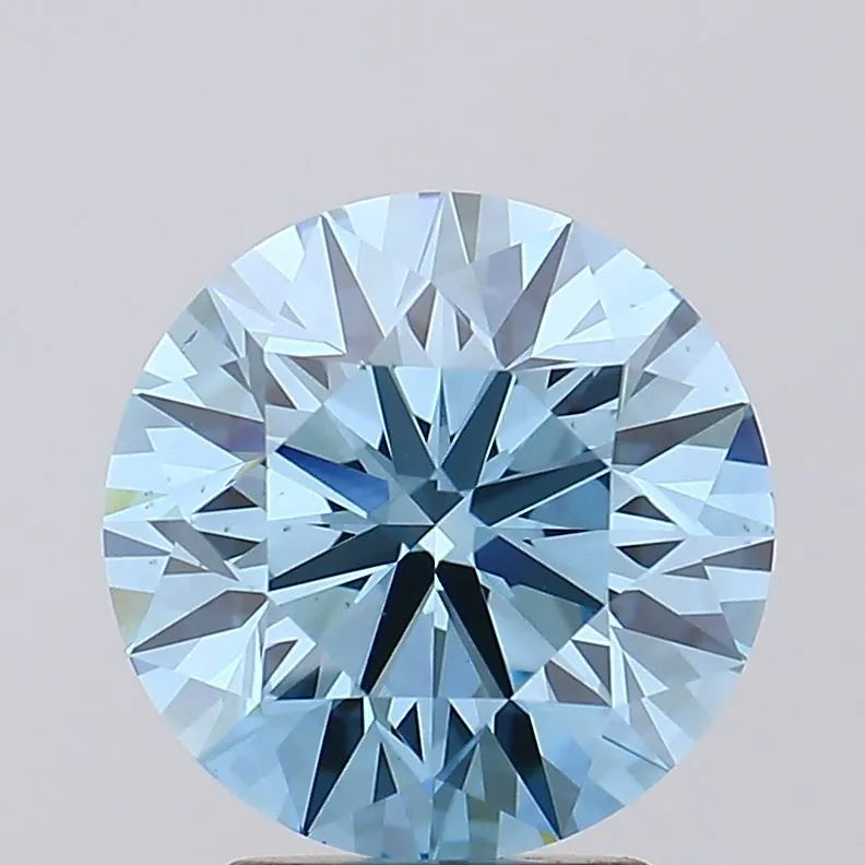 3.00ct Round Lab Grown Diamond (Colour Fancy Vivid Blue, Clarity VS1, Cut ID, IGI Certified)