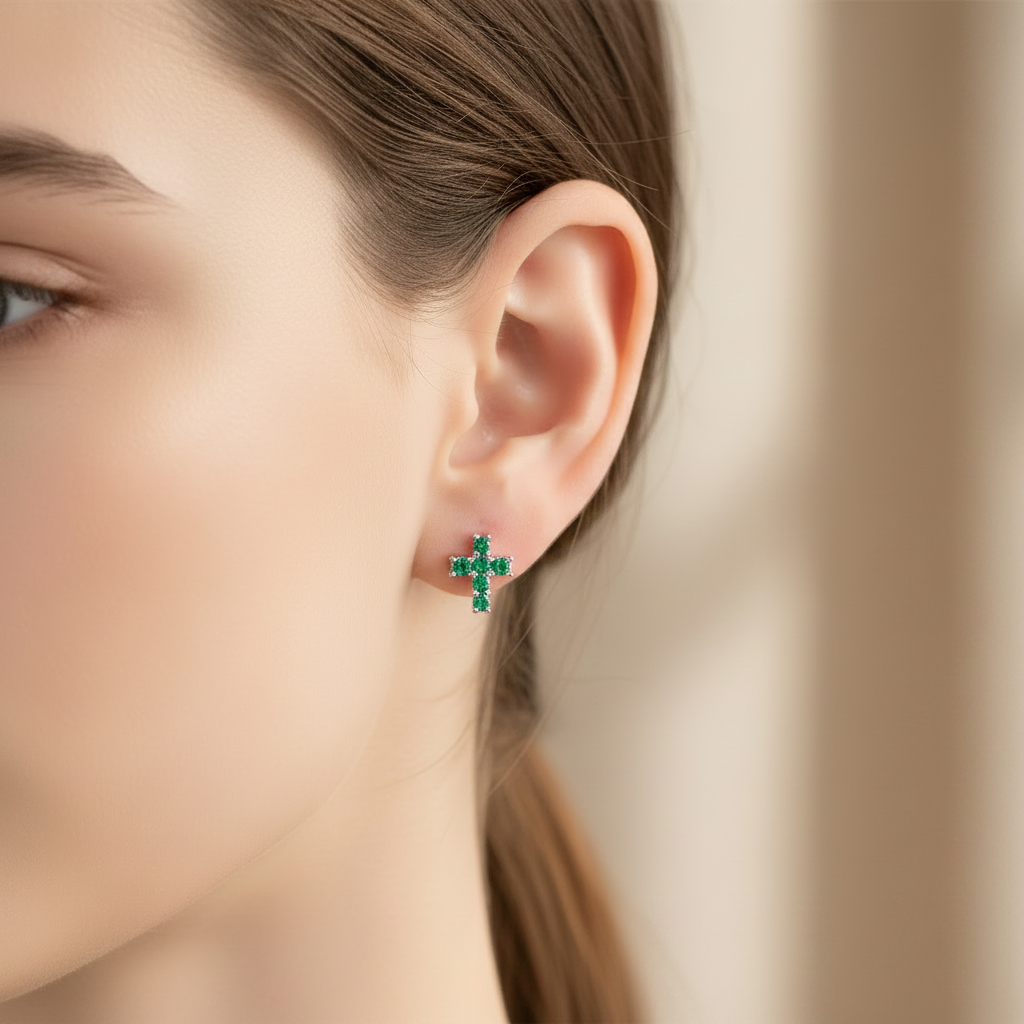 Moissanite Cross Earrings