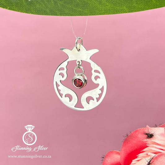 Pomegranate Pendant with Red Cubic