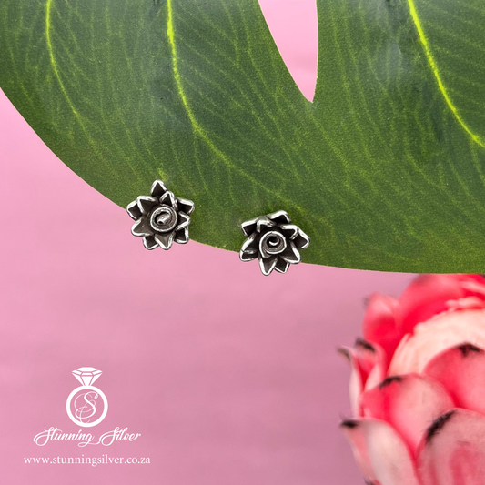 Handmade Tribal Pointed Petal Flower Stud Earrings