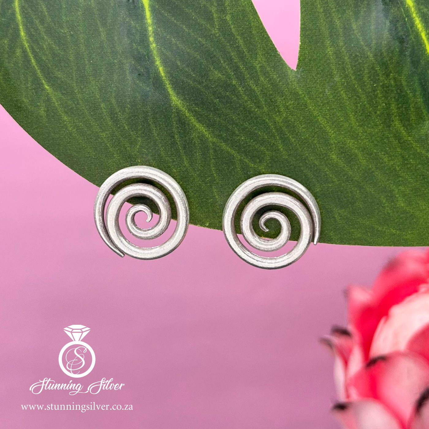 Handmade Tribal Swirl Stud Earrings