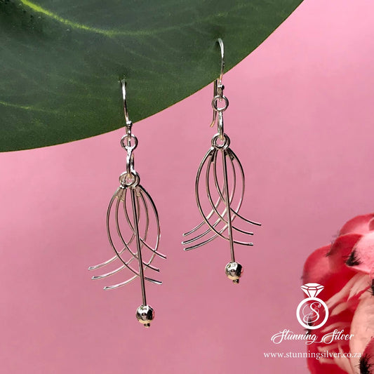 Wave and Ball Hanging Earrings