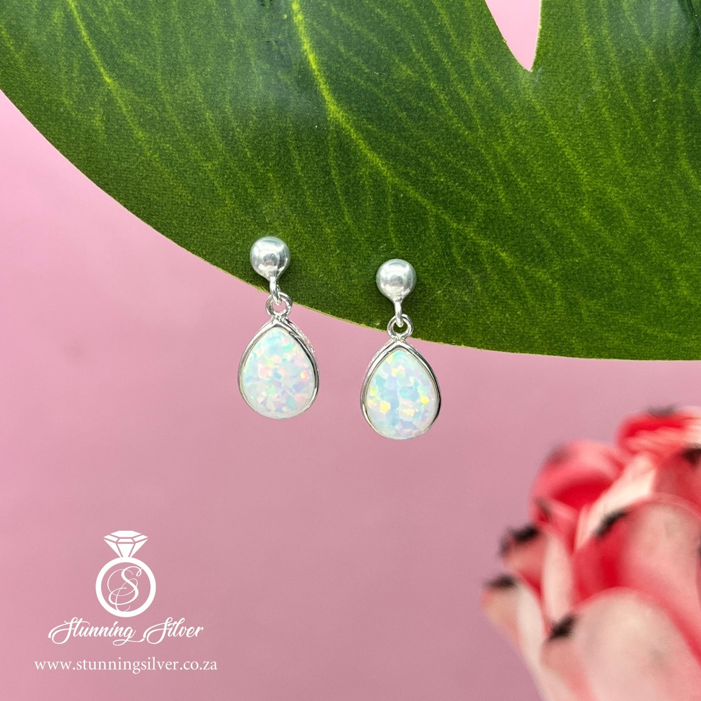 Teardrop Opal Hanging Earrings