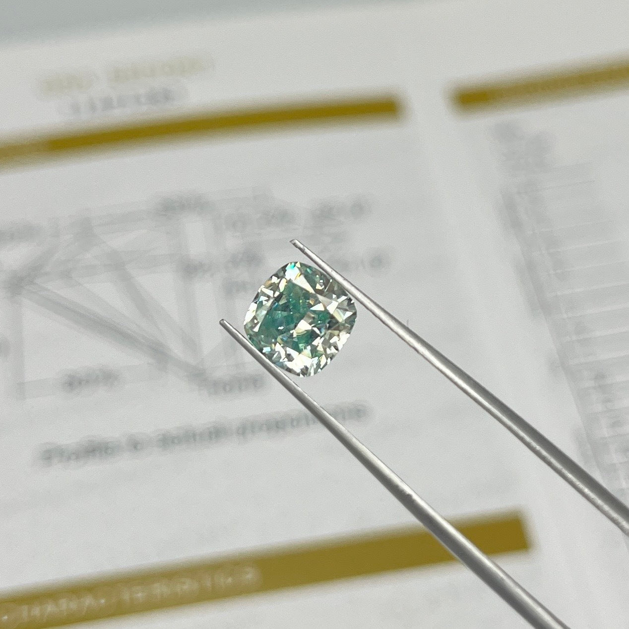 2ct Light Blue (Aqua) Cushion Cut Moissanite