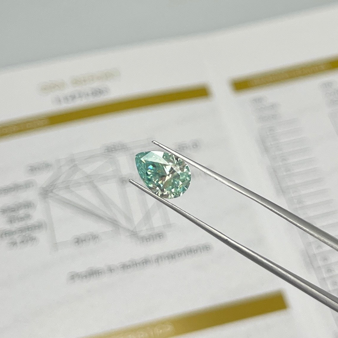 2ct Light Blue (Aqua) Pear Cut Moissanite