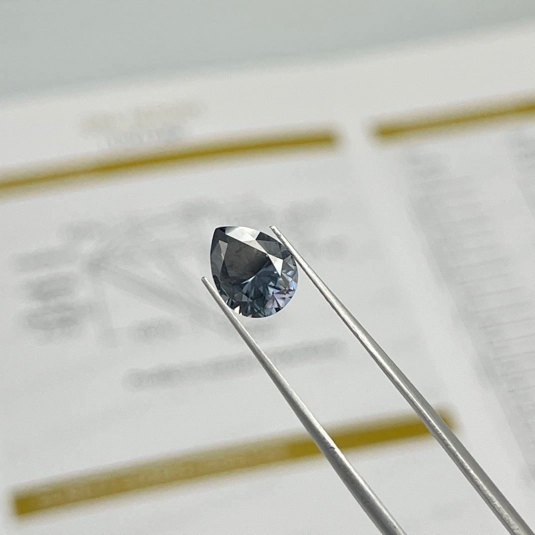 1.8ct Dark Grey Pear Cut Moissanite