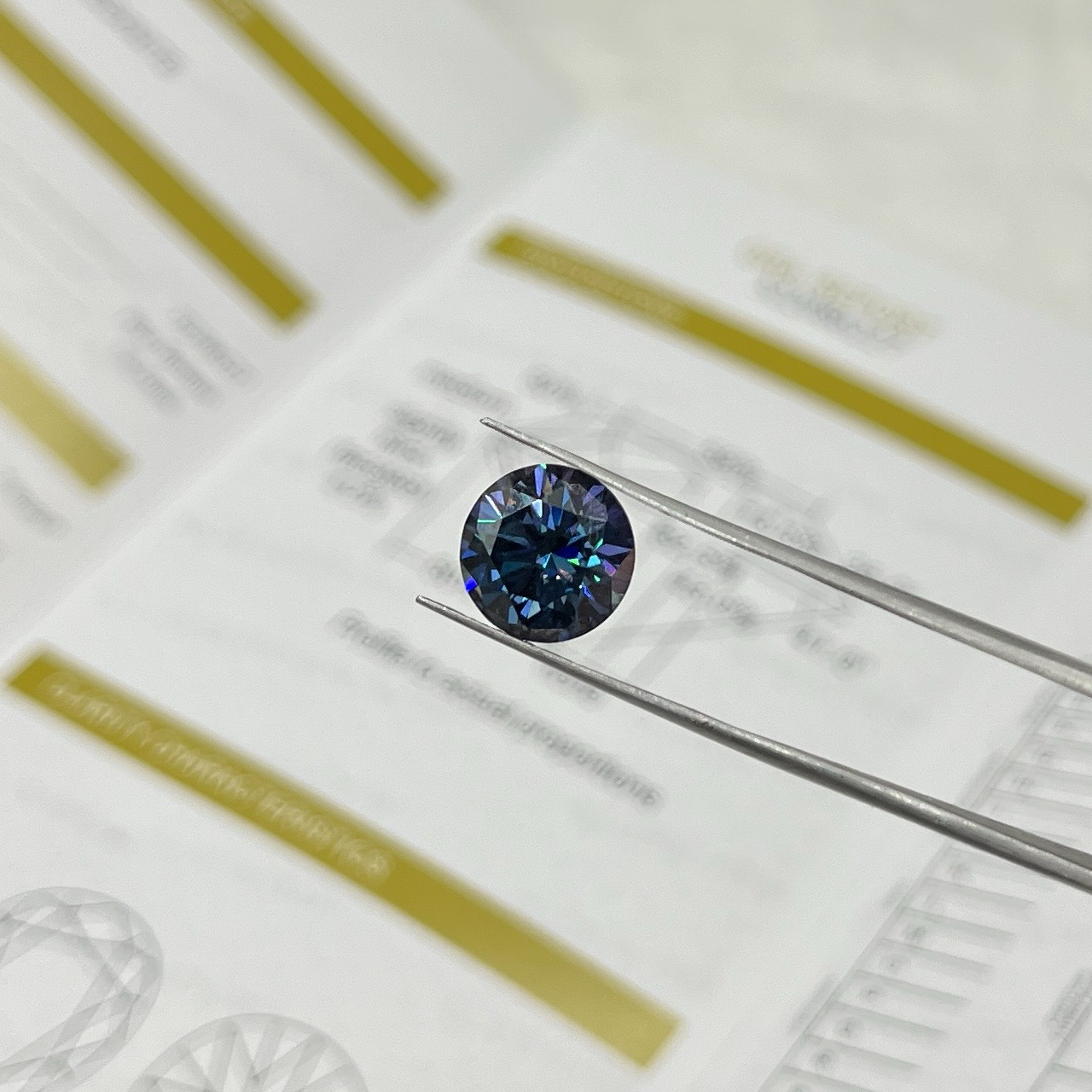 4ct Blue Round Moissanite