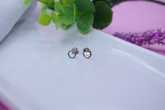 Hexagon Stud Earrings 5mm