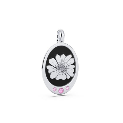 Oval Birth Flower Necklace with Birthstones