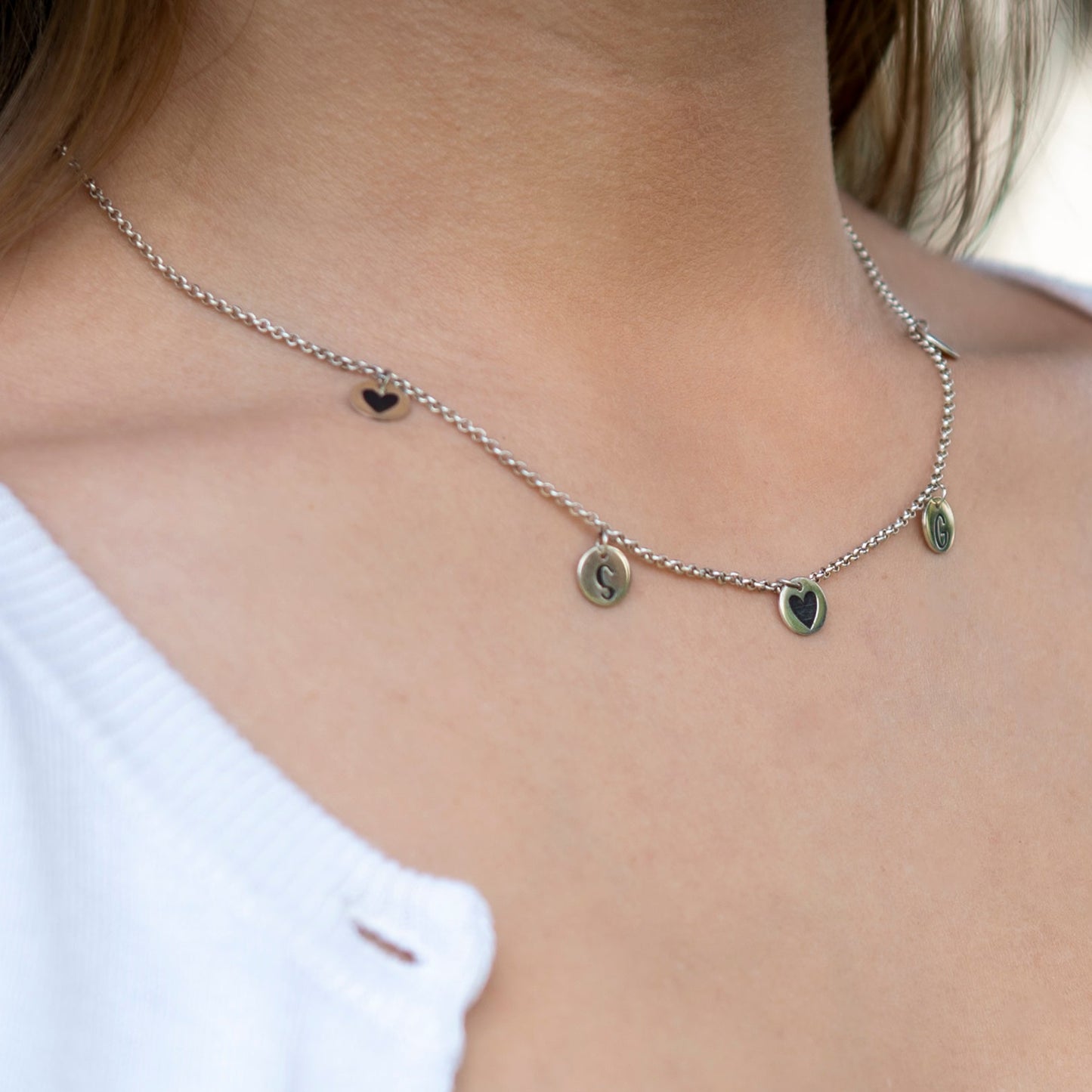 Personalised Initial 5 Disc Necklace