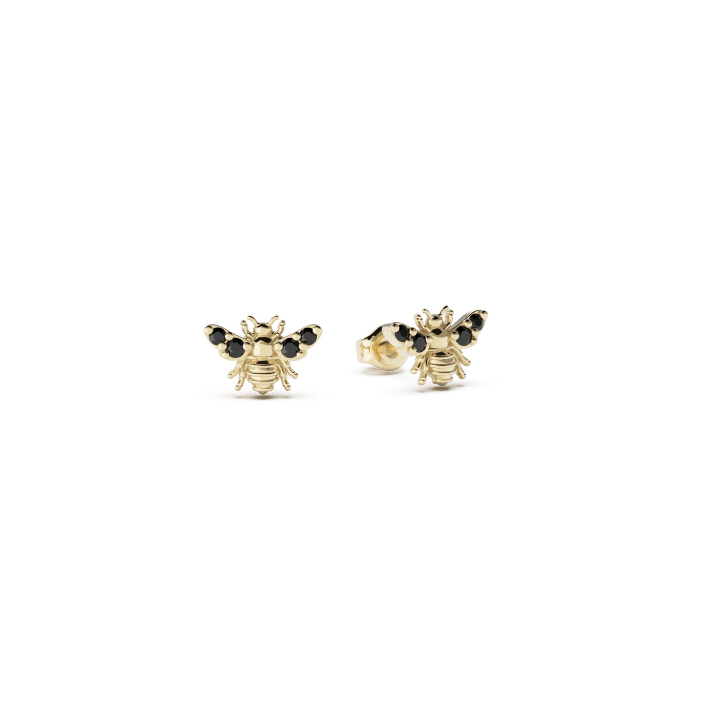 9ct Gold BeeLoved Stud Earrings - Black