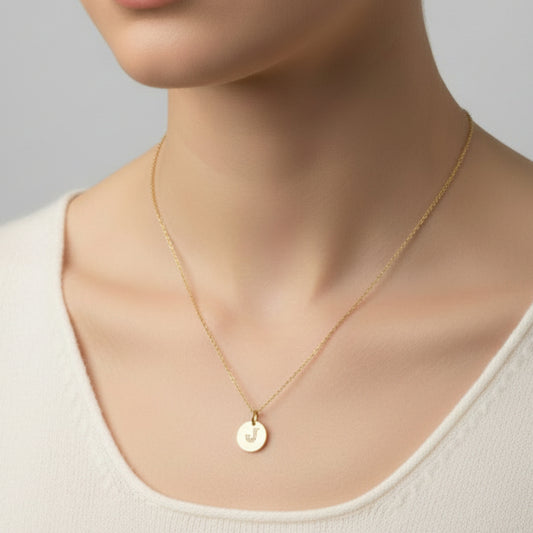 Round Initial with Cubic Zirconia Necklace