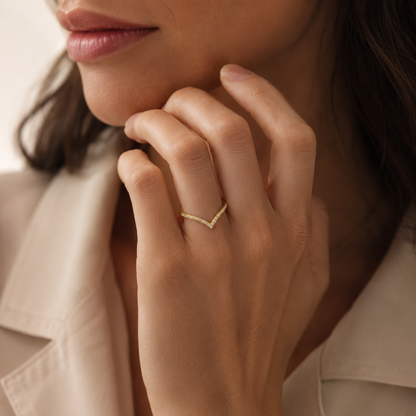 9ct Gold Heather Stack Ring - White Stones