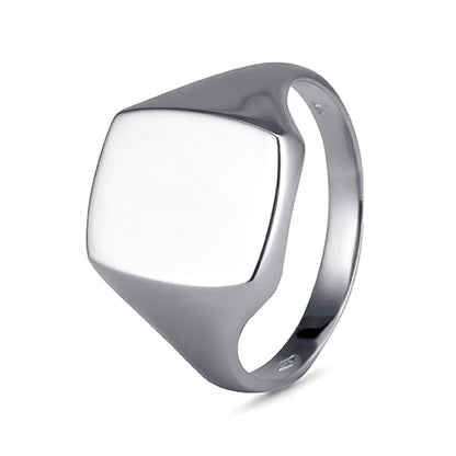 9ct White Gold Cushion Signet Ring