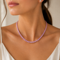 Moissanite Tennis Necklace - Pink