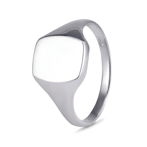 Cushion Signet Ring (10mm x 12mm)- 9ct White Gold