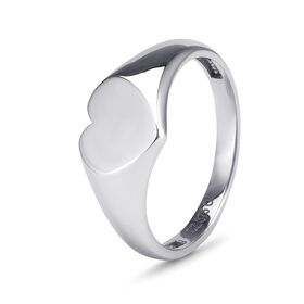 Heart Signet Ring (11mm x 9.5mm)- 9ct White Gold