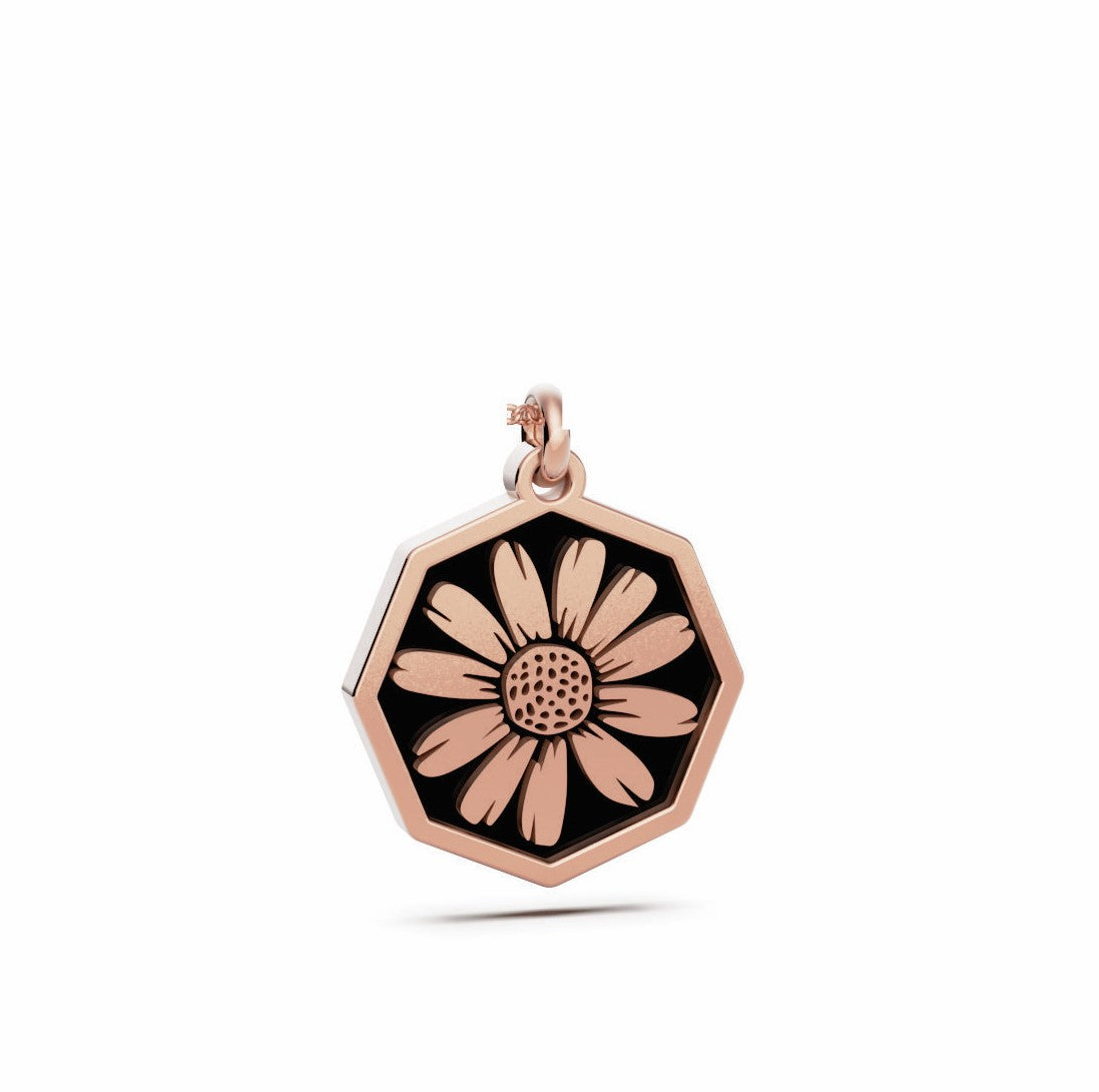 April (Daisy) Birth Flower Octagon Pendant - 9ct Rose Gold