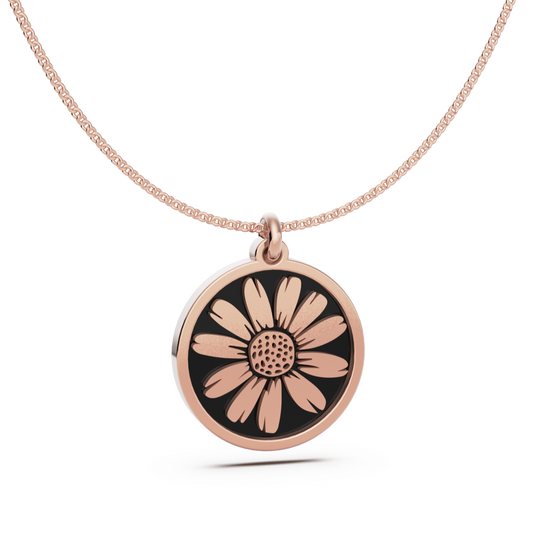 April (Daisy) Birth Flower Round Pendant - 9ct Rose Gold