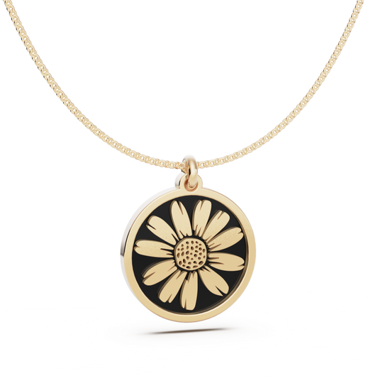 April (Daisy) Birth Flower Round Pendant - 9ct Yellow Gold