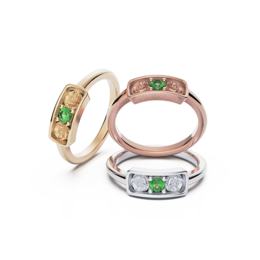 August Birth Flower Ring - Peridot and Poppy