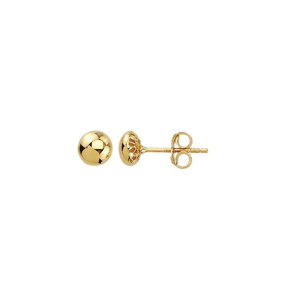 9ct Yellow Gold Etched Button Stud Earrings