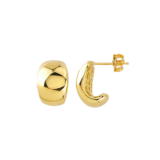 9ct Yellow Gold Arched Stud Earrings