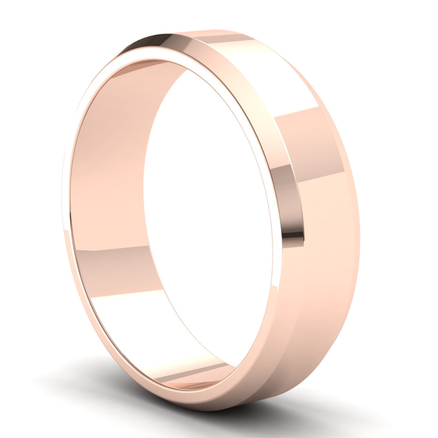 Men's Wedding Band: 9ct Rose Gold Bevelled band