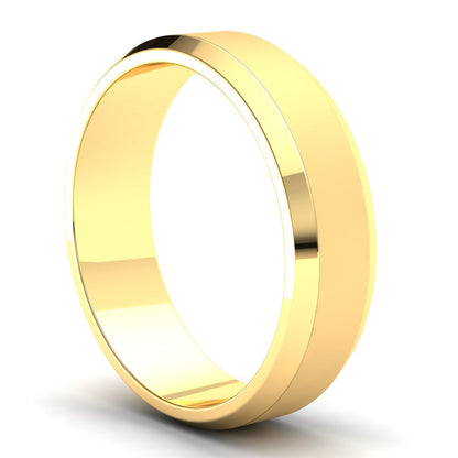 Men's Wedding Band: 9ct Yellow Gold Bevelled band with brushed centre