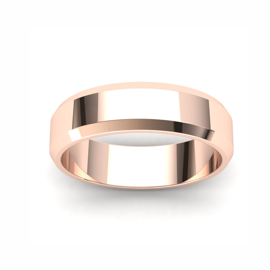 Men's Wedding Band: 9ct Rose Gold Bevelled band