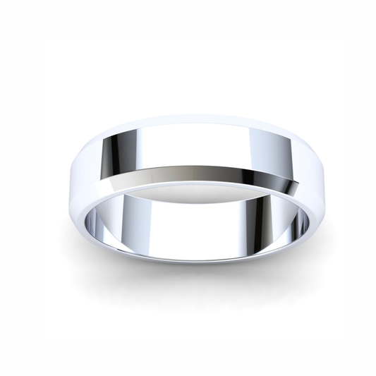 Men's Wedding Band: 9ct White Gold Bevelled band