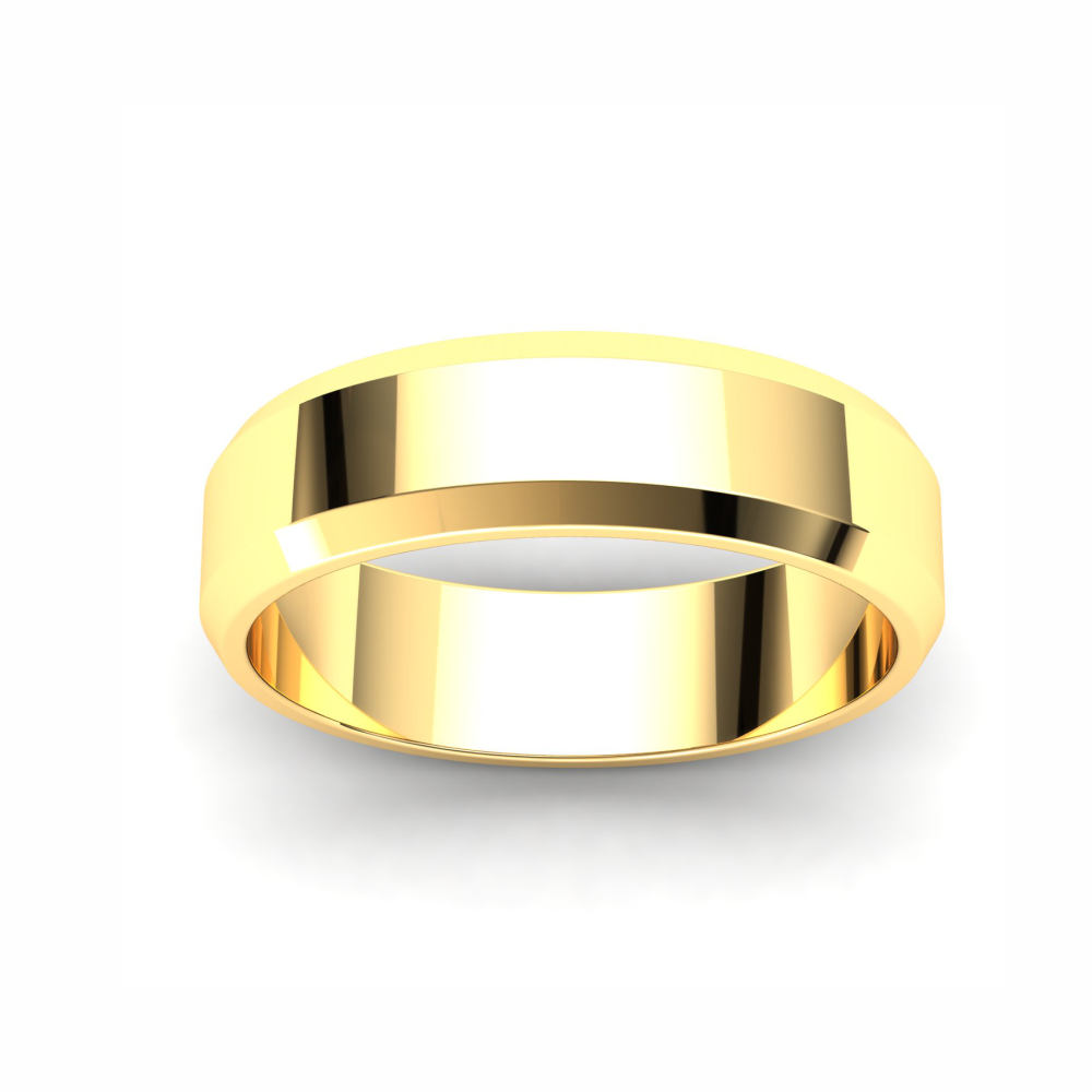 Men's Wedding Band: 9ct Yellow Gold Bevelled band