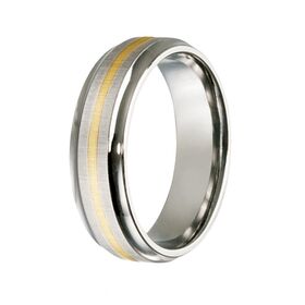 Men's Wedding Band: Titanium and Single Band 9ct Yellow Gold Inlay (7mm)