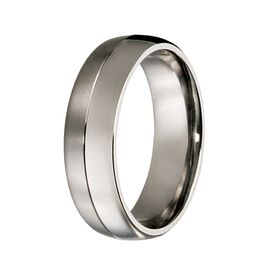 Men's Wedding Band: Light and Dark Finish Titanium (7mm)