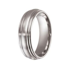 Men's Wedding Band: Titanium Double Grooved (7mm)