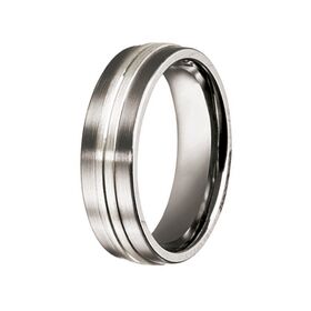 Men's Wedding Band: Titanium with Silver Inlay (7mm)