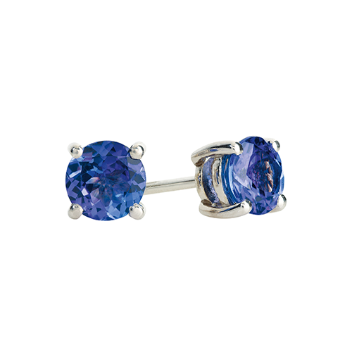 4 Claw Tanzanite Studs- 18ct White Gold