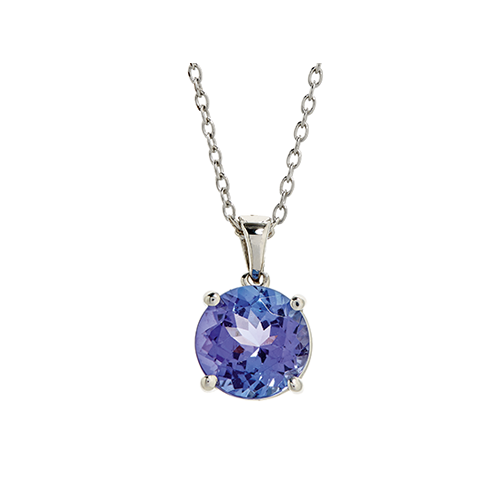 4 Claw Tanzanite Pendant- 18ct White Gold