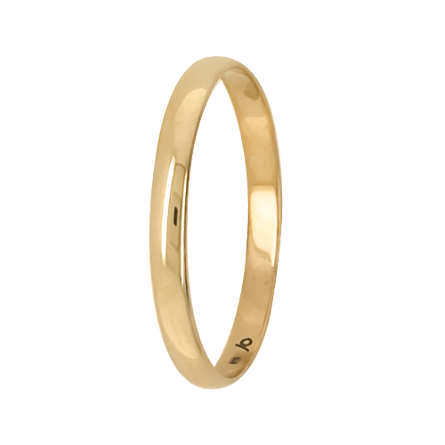 Men's Wedding Band: 9ct Yellow Gold Comfort Fit (2mm)