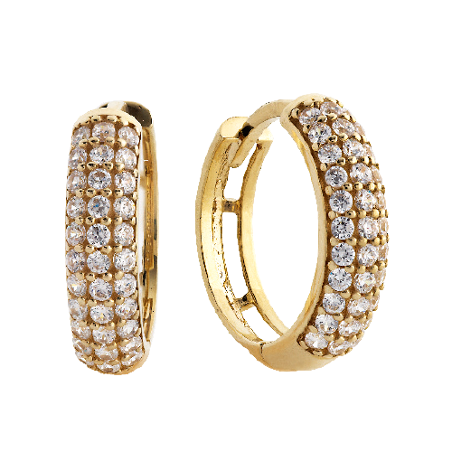 9ct Yellow Gold Cubic Zirconia Pave Huggies