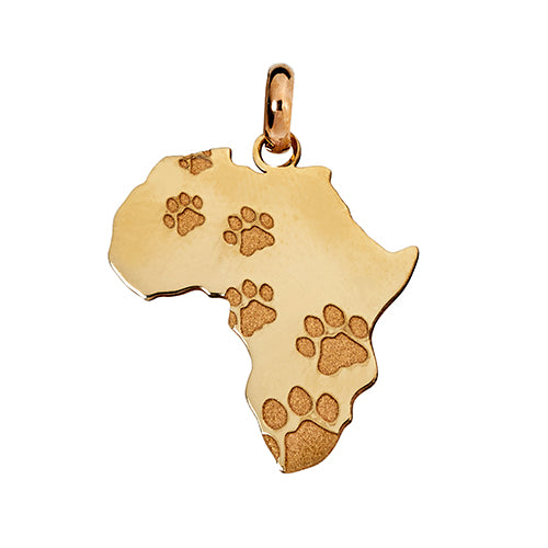 Amara Africa Paw Print Map- 14ct Yellow Gold