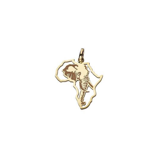 Africa Elephant Pendant- 9ct Yellow Gold