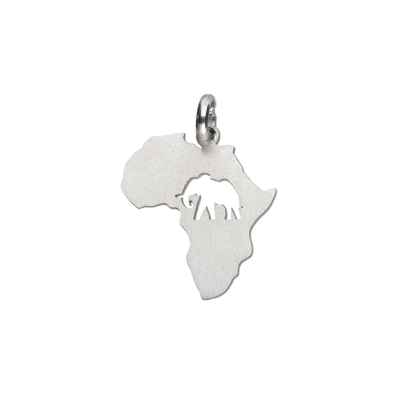 Elephant Cut Out Matt Pendant- 9ct White Gold