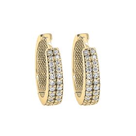 Cubic Zirconia Huggie Earring- 9ct Yellow Gold