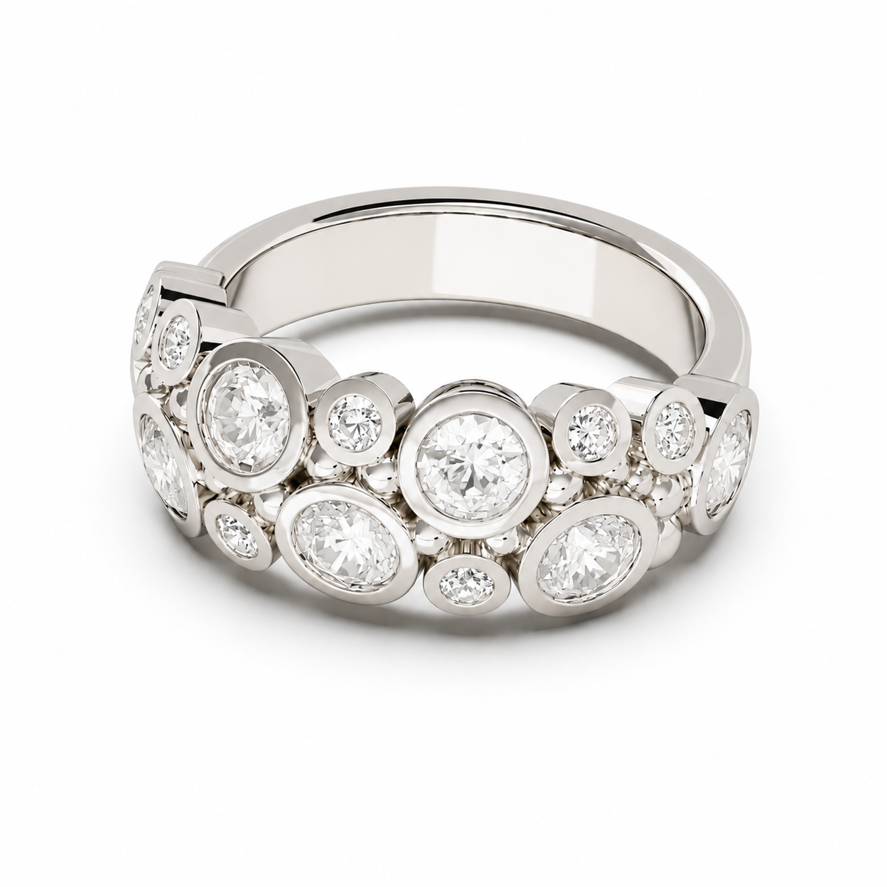 Bubble Ring - White Moissanites