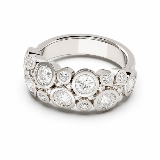 Bubble Ring - White Moissanites